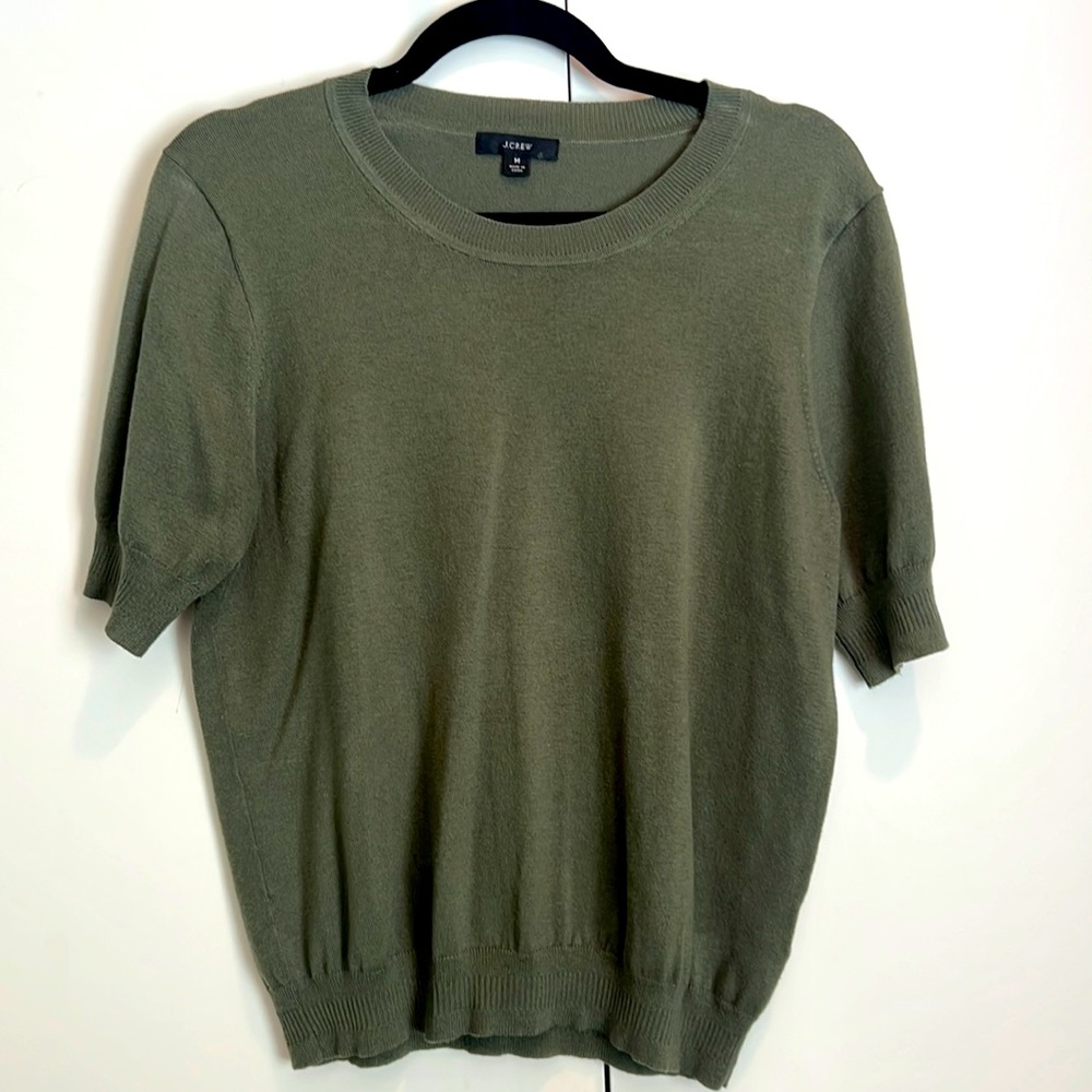 J Crew Silk Cotton Short Sleeve Sweater